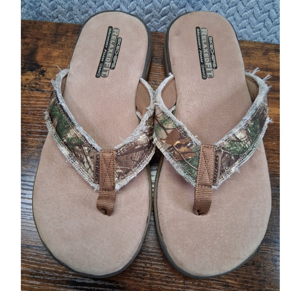 Skechers Relaxed Fit 360 Camo Flip Flops Mens Size 10 Camouflage Coastal Beach